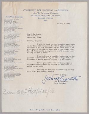 [Letter from John W. Carpenter to I. H. Kempner, October 6, 1954]