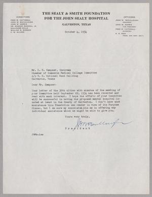 [Letter from John W. McCullough to I. H. Kempner, October 4, 1954]