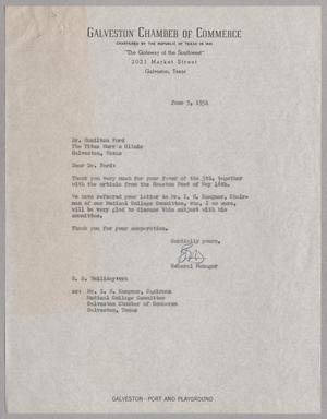 [Letter from E. S. Holliday to Hamilton Ford, June 9, 1954]