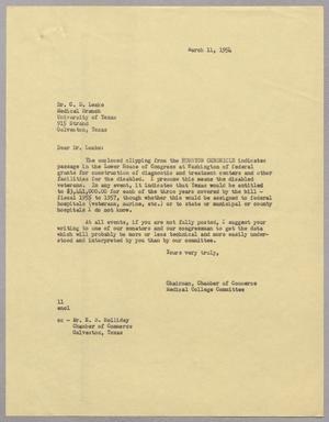[Letter from Isaac H. Kempner to C. D. Leake, March 11, 1954]