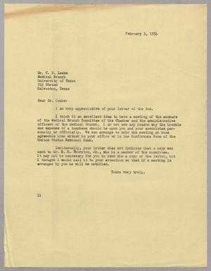 [Letter from I. H. Kempner to C. D. Leake, February 3, 1954]