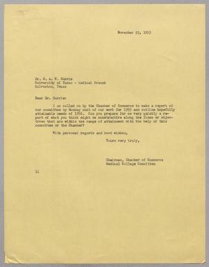 [Letter from Isaac H. Kempner to G. A. W. Currie, November 23, 1955]