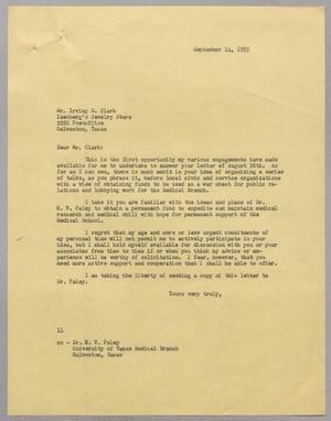 [Letter from I. H. Kempner to Irving D. Clark, September 14, 1955]