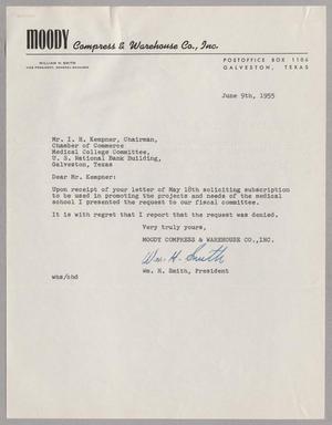 [Letter from Wm. H. Smith to I. H. Kempner, June 9, 1955]
