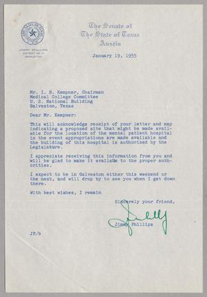 [Letter from Jimmy Phillips to I. H. Kempner, January 19, 1955]
