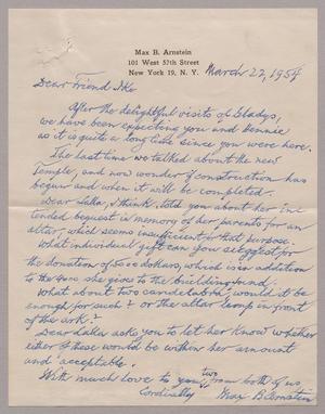 [Handwritten Letter from Max B. Arnstein to I. H. Kempner, March 22, 1954]