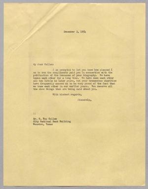[Letter from I. H. Kempner to H. Roy Cullen, December 3, 1954]