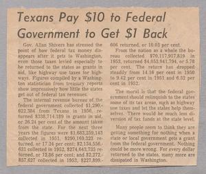 [Clipping: Texans Pay $10 to Federal Government to Get $1 Back]