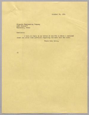 [Letter from Isaac Herbert Kempner to Climatic Engineering Company, October 16, 1954]