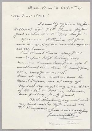 [Letter from Herman Cohen to Ike Kempner, October 4, 1954]