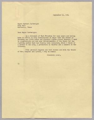 [Letter from Isaac H. Kempner to Herbert Cartwright, September 13, 1954]