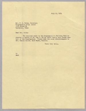 [Letter from I. H. Kempner to Mrs. F. H. Colby, July 19, 1954]
