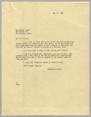 [Letter from Isaac H. Kempner to Herman Cohen, May 10, 1954]