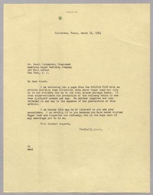 [Letter from Isaac H. Kempner to Beach Carpenter, March 15, 1954]