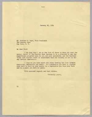 [Letter from Isaac H. Kempner to Richard S. Carr, January 26, 1954]