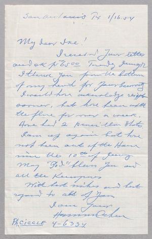 [Letter from Herman Cohen to I. H. Kempner, January 16, 1954]
