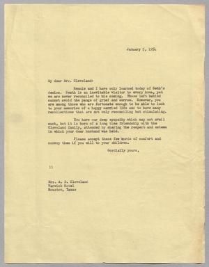 [Letter from Isaac H. Kempner to A. S. Cleveland, January 5, 1954]