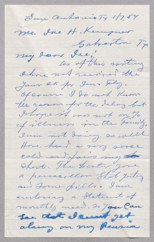 Primary view of object titled '[Letter from Herman Cohen to Ike H. Kempner, January 7, 1954]'.