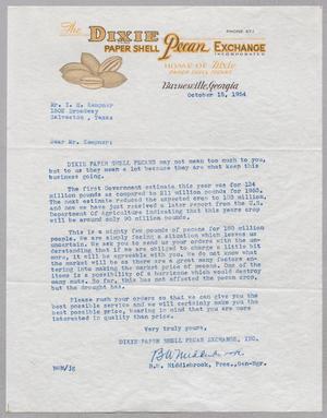 Primary view of object titled '[Letter from B. W. Middlebrook to I. H. Kempner, October 15, 1954]'.