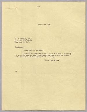 [Letter from I. H. Kempner to B. J. Denihan, April 24, 1954]
