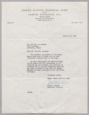 [Letter from John H. Teeter to Mr. and Mrs. Kempner, January 26, 1954]