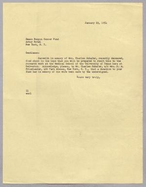 [Letter from Isaac H. Kempner to the Damon Runyon Cancer Fund, January 22, 1954]