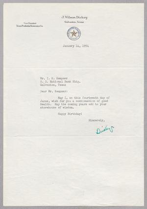 [Letter from J. Wilson Dickey to I. H. Kempner, January 14, 1954]