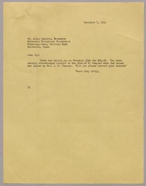 [Letter from I. H. Kempner to Allan Cameron, December 7, 1954]