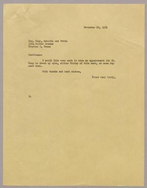 [Letter from I. H. Kempner to Dr. Goar, November 22, 1954]