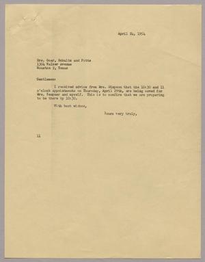 [Letter from I. H. Kempner to Drs. Goar, Schultz and Potts, April 24, 1954]