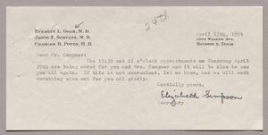 [Letter from Elizabeth Simpson to I. H. Kempner, April 13th, 1954]