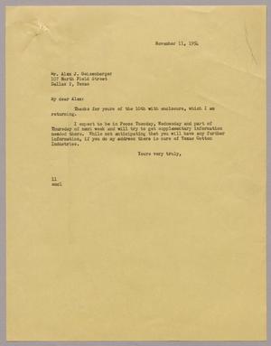 [Letter from I. H. Kempner to Alex J. Geisenberger, November 11, 1954]