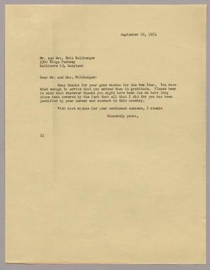 [Letter from I. H. Kempner to Mr. and Mrs. Eric Goldberger, September 28, 1954]
