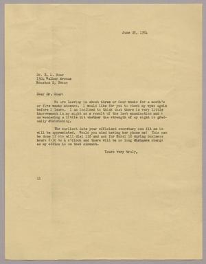 [Letter from I. H. Kempner to Dr. E. L. Goar, June 28, 1954]