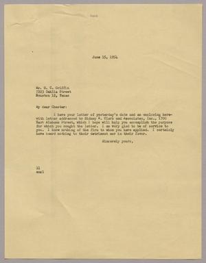[Letter from I. H. Kempner to G. C. Griffin, June 15, 1954]