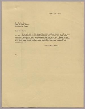 [Letter from I. H. Kempner to Dr. E. L. Goar, April 12, 1954]