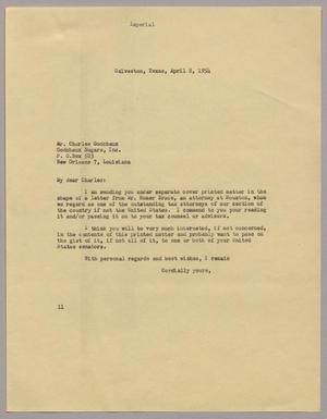 [Letter from I. H. Kempner to Charles Godchaux, April 8, 1954]