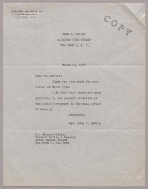 [Copy of Letter from John J. McCloy to Bernard Gelles, March 15, 1954]