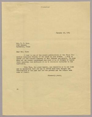 Primary view of object titled '[Letter from I. H. Kempner to Mrs. W. O. Gore, January 30, 1954]'.