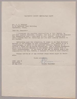 [Letter from Galveston Republican Party to I. H. Kempner, January 20, 1954]