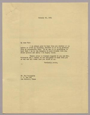 [Letter from I. H. Kempner to Nat Goldsmith, January 20, 1954]