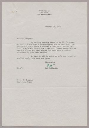 [Letter from Nat Goldsmith to I. H. Kempner, January 18, 1954]