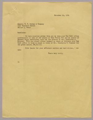 [Letter from I. H. Kempner to E. F. Hutton & Company, November 24, 1954]
