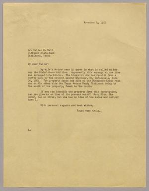 [Letter from I. H. Kempner to Walter G. Hall, November 4, 1954]