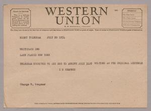 [Telegram from Isaac H. Kempner to Whiteface Inn, July 20, 1954]