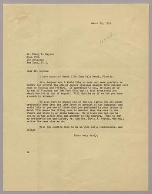 Primary view of object titled '[Letter from I. H. Kempner to Henry W. Haynes, March 29, 1954]'.