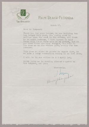 [Letter from Henry W. Haynes to I. H. Kempner, March 17, 1954]