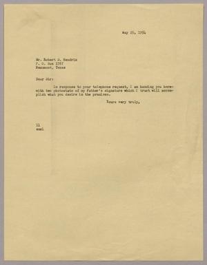 [Letter from Isaac Herbert Kempner to Robert S. Hendrix, May 25, 1954]