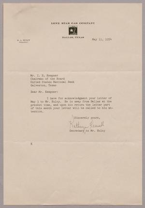 [Letter from Lone Star Gas Company to I. H. Kempner, May 11, 1954]