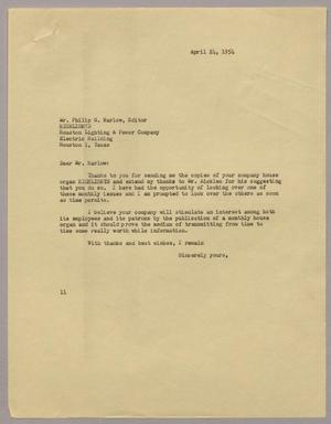 [Letter from I. H. Kempner to Philip G. Harlow, April 24, 1954]